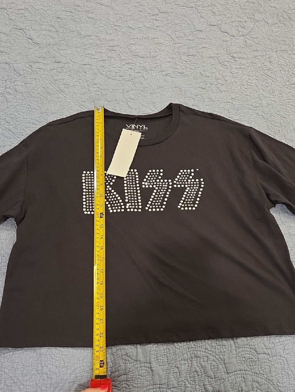 VINYL Black Studded KISS Crop Top for Women Size XL, New With Tag! - Picture 7 of 7